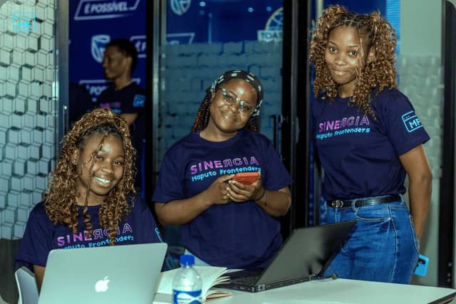 Girls coders having fun at the event