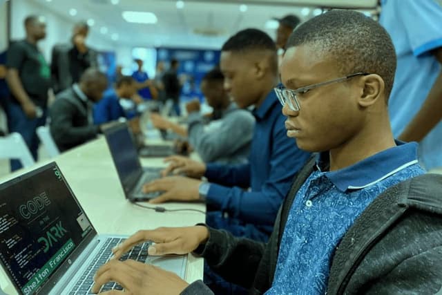 Boy coding on Code In The Dark